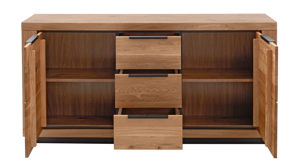 Sideboard Mca direkt aus Holz in Holzfarben Wohnprogramm Greno - Sideboard Wildeiche - zwei Türen, drei Schubladen, Breite ca. 163 cm