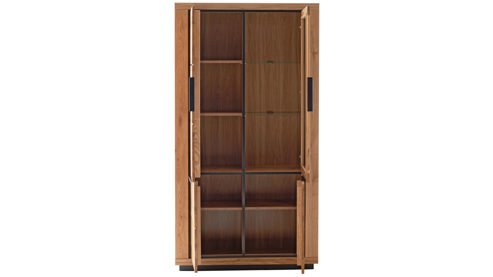 Vitrine Mca direkt aus Holz in Holzfarben Wohnprogramm Greno - Kombivitrine Wildeiche - drei Türen, Höhe ca. 200 cm
