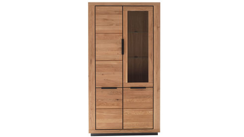 Vitrine Mca direkt aus Holz in Holzfarben Wohnprogramm Greno - Kombivitrine Wildeiche - drei Türen, Höhe ca. 200 cm