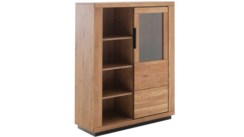 Wohnwand Mca direkt aus Holz in Holzfarben Wohnprogramm Greno - Wohnwand Wildeiche - vierteilig , Breite ca. 346 cm