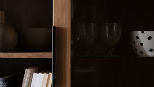 Highboard Mca direkt aus Holz in Holzfarben Wohnprogramm Greno - Kombi-Highboard Wildeiche - vier Fächer, eine Glastür, Höhe ca. 145 cm