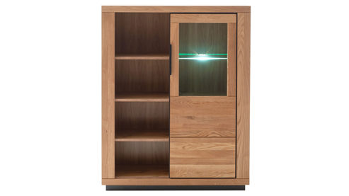 Highboard Mca direkt aus Holz in Holzfarben Wohnprogramm Greno - Kombi-Highboard Wildeiche - vier Fächer, eine Glastür, Höhe ca. 145 cm