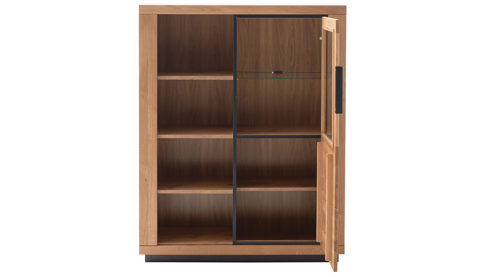 Highboard Mca direkt aus Holz in Holzfarben Wohnprogramm Greno - Kombi-Highboard Wildeiche - vier Fächer, eine Glastür, Höhe ca. 145 cm