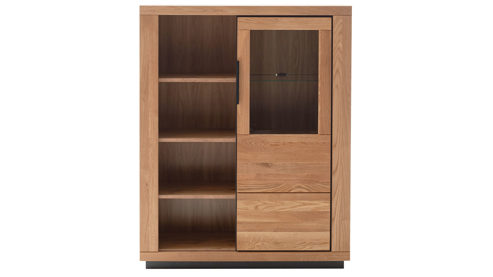 Wohnwand Mca direkt aus Holz in Holzfarben Wohnprogramm Greno - Wohnwand Wildeiche - vierteilig , Breite ca. 346 cm