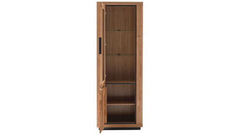 Vitrine Mca direkt aus Holz in Holzfarben Wohnprogramm Greno - Vitrine Wildeiche - eine Glas- und eine Holztür, Höhe ca. 200 cm