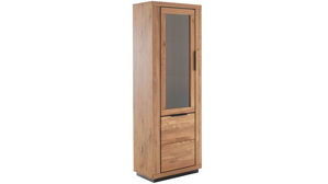 Vitrine Mca direkt aus Holz in Holzfarben Wohnprogramm Greno - Vitrine Wildeiche - eine Glas- und eine Holztür, Höhe ca. 200 cm