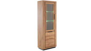 Vitrine Mca direkt aus Holz in Holzfarben Wohnprogramm Greno - Vitrine Wildeiche - eine Glas- und eine Holztür, Höhe ca. 200 cm