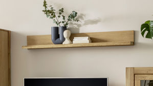 Wohnwand Mca direkt aus Holz in Holzfarben Wohnprogramm Silias - Wohnwand Wildeiche - vierteilig , Breite ca. 344 cm