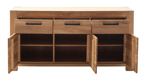 Sideboard Mca direkt aus Holz in Holzfarben Wohnprogramm Silias - Sideboard Wildeiche - drei Schubladen, drei Holztüren, Breite ca. 172 cm