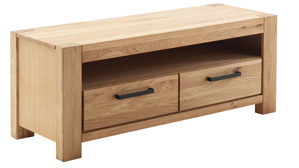 Wohnwand Mca direkt aus Holz in Holzfarben Wohnprogramm Silias - Wohnwand Wildeiche - vierteilig , Breite ca. 344 cm