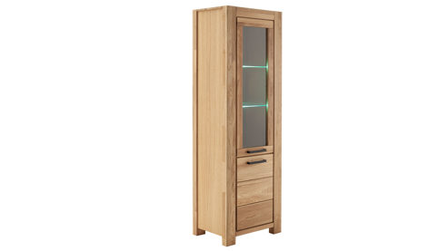Wohnwand Mca direkt aus Holz in Holzfarben Wohnprogramm Silias - Wohnwand Wildeiche - vierteilig , Breite ca. 344 cm