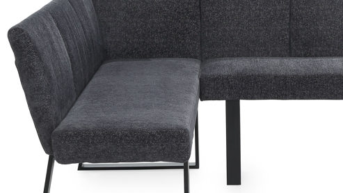 Eckbank Pro.com aus Stoff in Grau Eckbank Emporio 3 graublauer Chenillebezug & Schwarz - ca. 154 x 200 cm