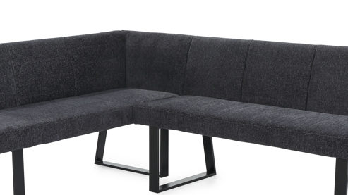 Eckbank Pro.com aus Stoff in Grau Eckbank Emporio 3 graublauer Chenillebezug & Schwarz - ca. 154 x 200 cm