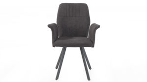 Vierfußstuhl Pro.com aus Stoff in Schwarz Kelly - Armlehnenstuhl schwarzer Microfaserbezug 403.06 & Schwarz - ca. 61 x 88 cm