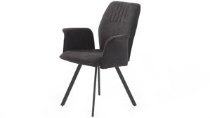 Vierfußstuhl Pro.com aus Stoff in Schwarz Kelly - Armlehnenstuhl schwarzer Microfaserbezug 403.06 & Schwarz - ca. 61 x 88 cm