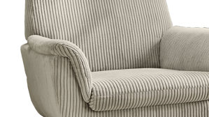 Relaxsessel Pro.com aus Stoff in Hellgrau Beige Hamilton - Relax-Drehsessel mit Hocker greiger Cordbezug 426.17 & schwarzer Sternfuß