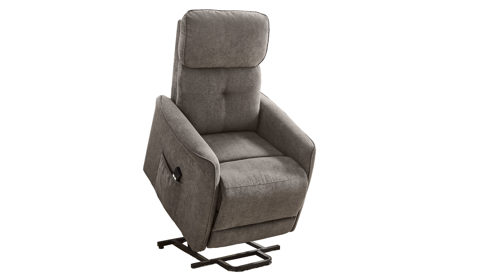 Relaxsessel Pro.com aus Stoff in Dunkelgrau Denver - Relaxsessel mit Aufstehhilfe dunkelgrauer Webstoff & schwarzes Metallgestell