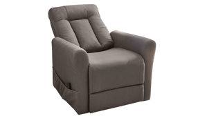 Relaxsessel Pro.com aus Stoff in Taupe Detroit - Relaxsessel mit Aufstehhilfe taupefarbener Mikrobezug & schwarzes Metallgestell