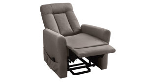 Relaxsessel Pro.com aus Stoff in Taupe Detroit - Relaxsessel mit Aufstehhilfe taupefarbener Mikrobezug & schwarzes Metallgestell