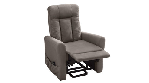 Relaxsessel Pro.com aus Stoff in Taupe Detroit - Relaxsessel mit Aufstehhilfe taupefarbener Mikrobezug & schwarzes Metallgestell