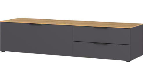 Lowboard Germania aus Holz in Dunkelgrau Wohnprogramm California - Lowboard Graphit & Navarra Eiche - ca. 164 x 47 cm