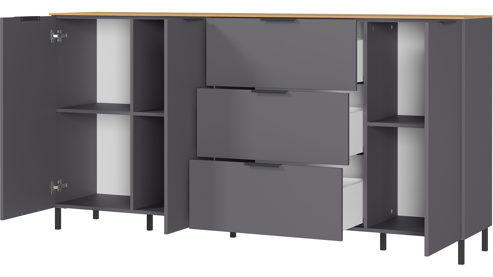 Sideboard Germania i.i. aus Holz in Dunkelgrau Wohnprogramm California - Sideboard Graphit & Navarra Eiche - ca. 192 x 98 cm