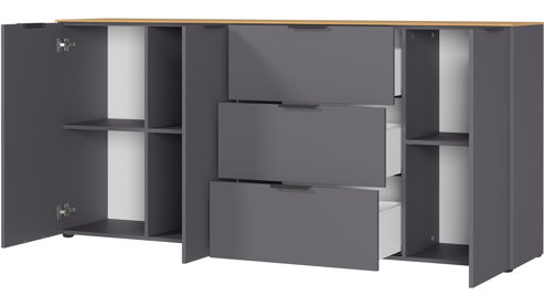 Sideboard Germania i.i. aus Holz in Dunkelgrau Wohnprogramm California - Sideboard Graphit & Navarra Eiche - ca. 192 x 98 cm