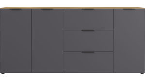 Sideboard Germania aus Holz in Dunkelgrau Wohnprogramm California - Sideboard Graphit & Navarra Eiche - ca. 192 x 98 cm