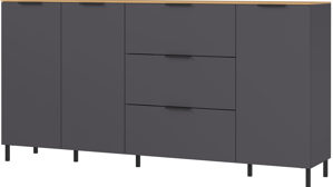 Sideboard Germania aus Holz in Dunkelgrau Wohnprogramm California - Sideboard Graphit & Navarra Eiche - ca. 192 x 98 cm