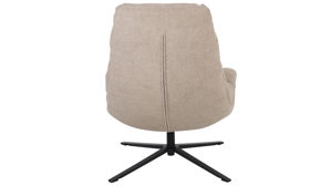 Relaxsessel Duo collection aus Stoff in Beige Relaxsessel mit Hocker sandfarbener Bezug & mattschwarzer Sternfuß