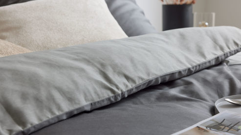 Bettwäsche-Set Interliving aus Stoff in Grau Interliving Bettwäsche Serie 9128 Baumwollsatin in Grau & Anthrazit - ca. 135 x 200 cm