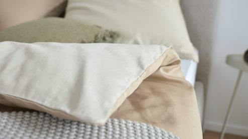 Bettwäsche-Set Interliving aus Stoff in Creme Interliving Bettwäsche Serie 9128 Baumwollsatin in Creme & Sand - ca. 155 x 220 cm