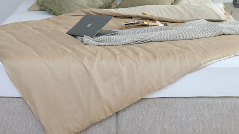 Bettwäsche-Set Interliving aus Stoff in Creme Interliving Bettwäsche Serie 9128 Baumwollsatin in Creme & Sand - ca. 155 x 220 cm