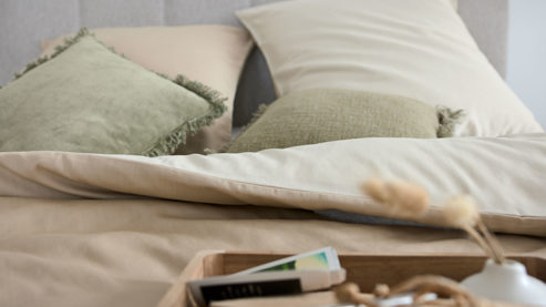Bettwäsche-Set Interliving aus Stoff in Creme Interliving Bettwäsche Serie 9128 Baumwollsatin in Creme & Sand - ca. 135 x 200 cm