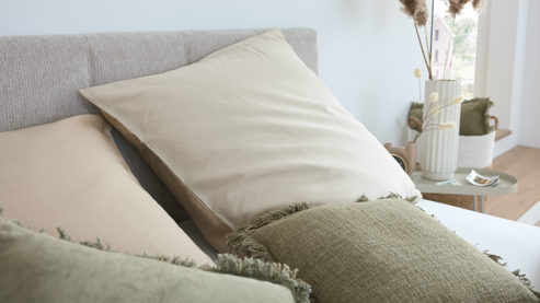 Bettwäsche-Set Interliving aus Stoff in Beige Interliving Bettwäsche Serie 9128 sandfarbener Baumwollsatin - ca. 155 x 220 cm