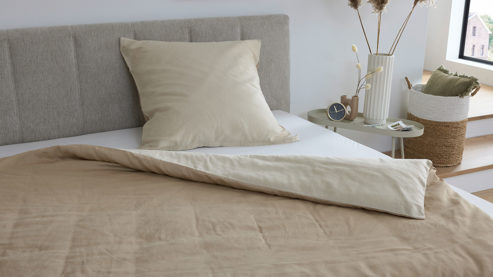 Bettwäsche-Set Interliving aus Stoff in Creme Interliving Bettwäsche Serie 9128 Baumwollsatin in Creme & Sand - ca. 135 x 200 cm