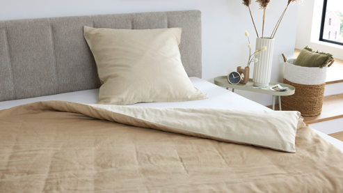 Bettwäsche-Set Interliving aus Stoff in Creme Interliving Bettwäsche Serie 9128 Baumwollsatin in Creme & Sand - ca. 135 x 200 cm