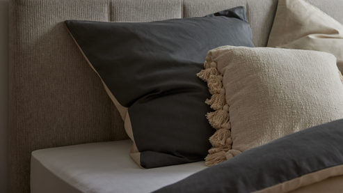 Bettwäsche-Set Interliving aus Stoff in Beige Interliving Bettwäsche Serie 9128 Baumwollsatin in Sand & Anthrazit - ca. 155 x 220 cm