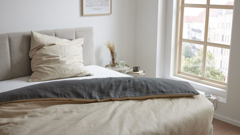 Bettwäsche-Set Interliving aus Stoff in Anthrazit Interliving Bettwäsche Serie 9128 anthrazitfarbener Baumwollsatin - ca. 155 x 220 cm