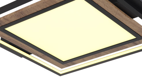 Deckenleuchte Globo lighting aus Holz in Holzfarben GLOBO Gabaldo - Deckenleuchte Holz & Schwarz – ca. 50 x 45 cm