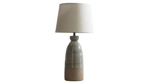 Tischleuchte Interliving aus Keramik in Grau Interliving Leuchten Serie 9346 - Tischlampe graue Keramik – Höhe ca. 49 cm