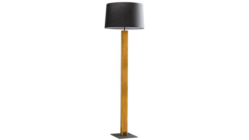 Stehleuchte Interliving aus Holz in Holzfarben Interliving Leuchten Serie 9349 - Stehlampe Holz & schwarzer Stoff – Höhe ca. 160 cm