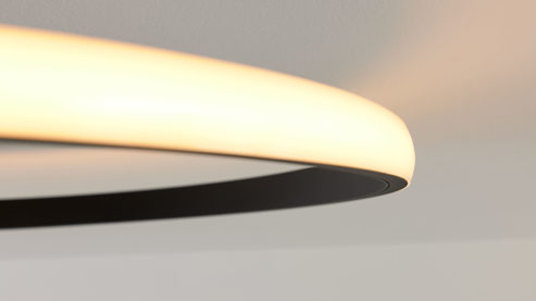 Deckenleuchte Interliving aus Holz in Schwarz Interliving Leuchten Serie 9348 - Deckenlampe schwarzes Metall - Durchmesser ca. 60 cm