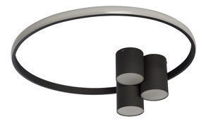 Deckenleuchte Interliving aus Holz in Schwarz Interliving Leuchten Serie 9348 - Deckenlampe schwarzes Metall - Durchmesser ca. 60 cm