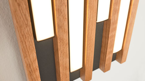 Deckenleuchte Interliving aus Holz in Schwarz Interliving Leuchten Serie 9347 - Deckenlampe Holz - ca. 26 x 70 cm