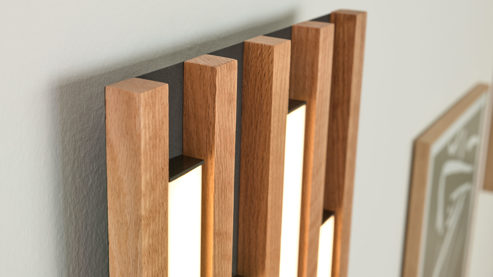 Deckenleuchte Interliving aus Holz in Schwarz Interliving Leuchten Serie 9347 - Deckenlampe Holz - ca. 26 x 70 cm