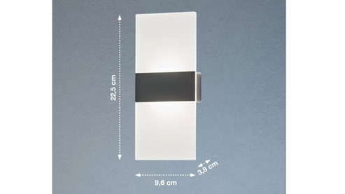 Wandleuchte Fh lighting aus Glas Metall in Schwarz FH LIGHTING Akku Leuchten Serie Magnetic schwarzes Metall & weißes Acrylglas - ca. 10 x 23 cm