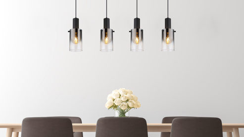 Pendelleuchte Globo lighting aus Glas in Schwarz GLOBO Hängelampe Florentina rauchfarbenes Glas - Länge ca. 103 cm