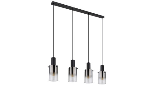 Pendelleuchte Globo lighting aus Glas in Schwarz GLOBO Hängelampe Florentina rauchfarbenes Glas - Länge ca. 103 cm