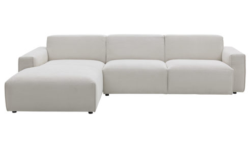 Ecksofa Roomio® aus Stoff in Weiß Roomio® No. 4100 - Ecksofa weißer Feincord - Stellfläche ca.  189 x 285 cm